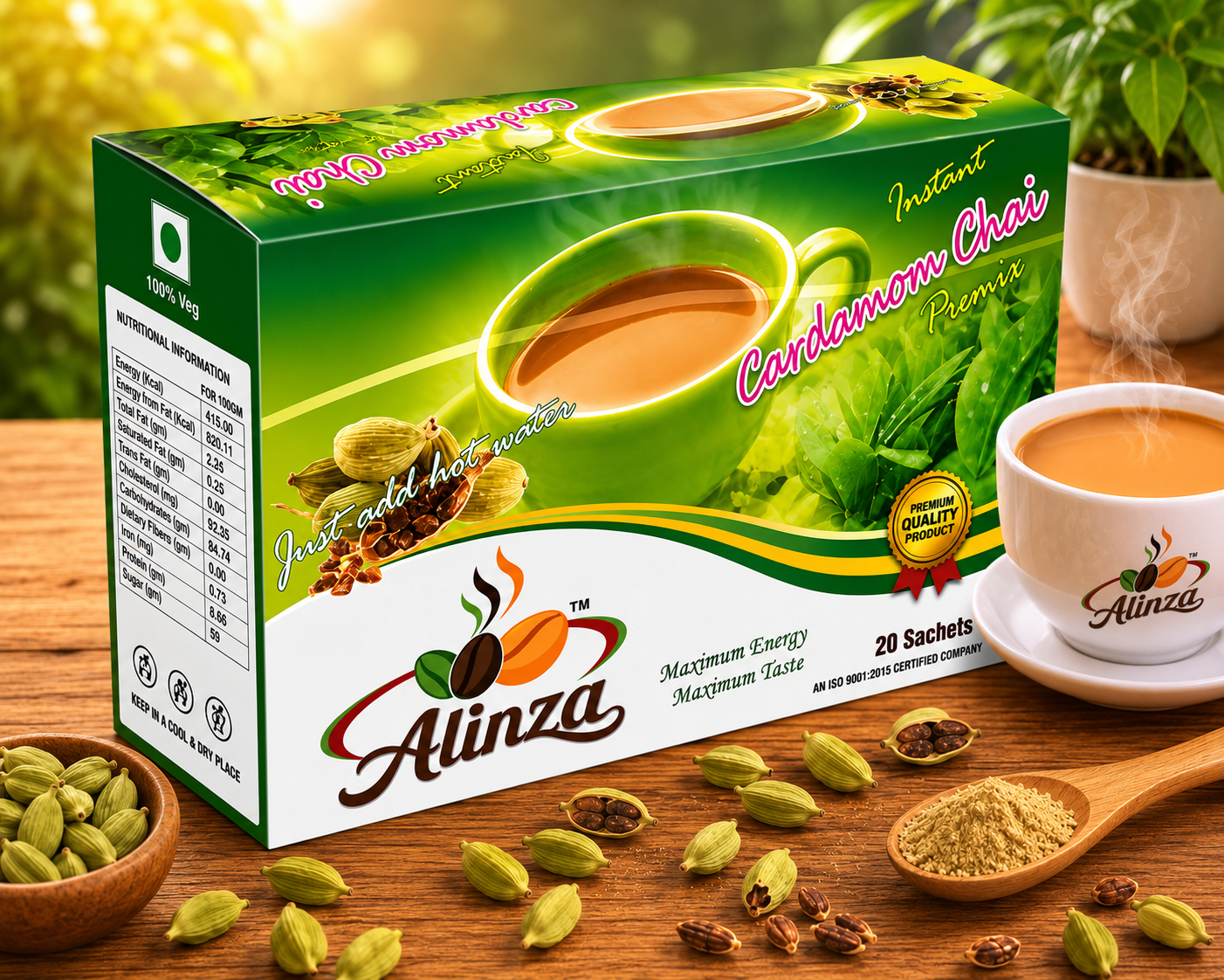 Premium Instant Elaichi Tea Premix – 20 Sachets